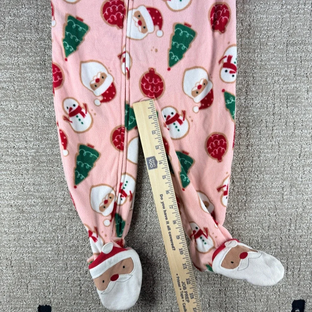 Carter's Child of Mine Footed Pajamas Christmas Santa Pink 2T Fleece Toddler